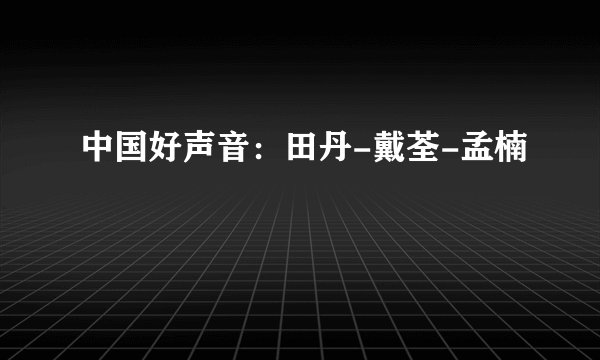 中国好声音：田丹-戴荃-孟楠