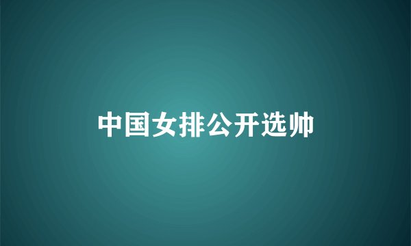 中国女排公开选帅