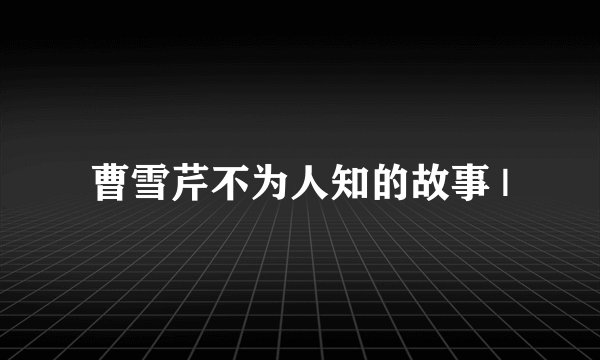 曹雪芹不为人知的故事 |