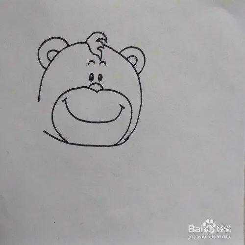 怎么画一只正在放鞭炮的小熊卡通儿童简笔画？