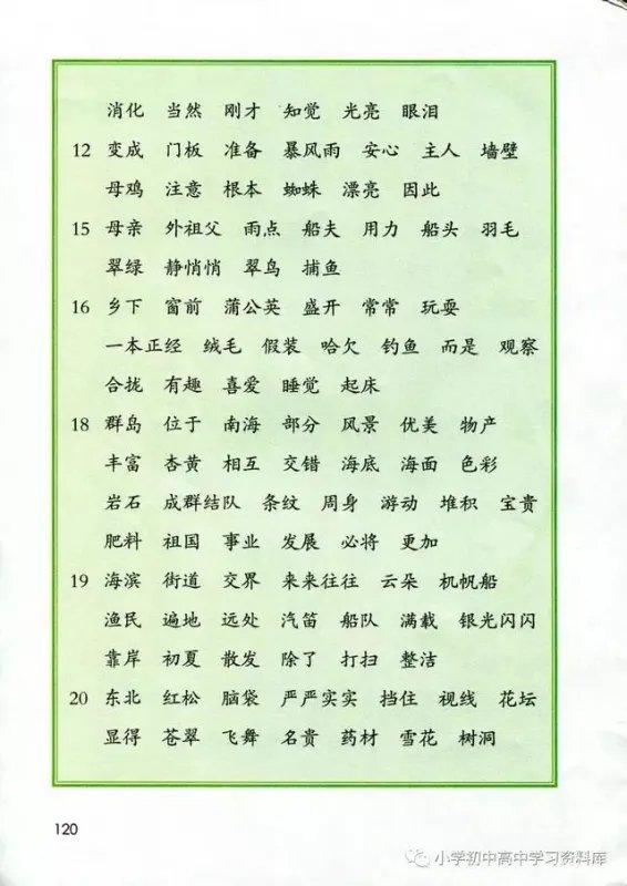 三年级语文上册词语表带拼音