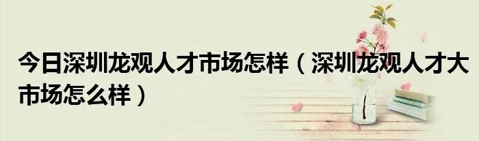 今日深圳龙观人才市场怎样（深圳龙观人才大市场怎么样）