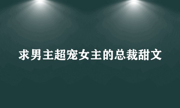 求男主超宠女主的总裁甜文