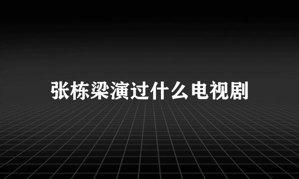 张栋梁演过什么电视剧