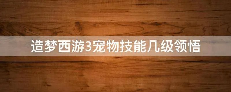 造梦西游3宠物技能几级领悟