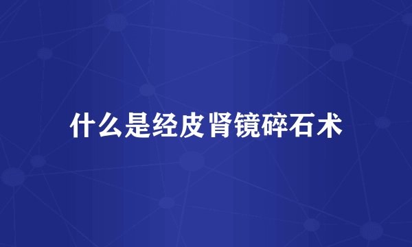什么是经皮肾镜碎石术