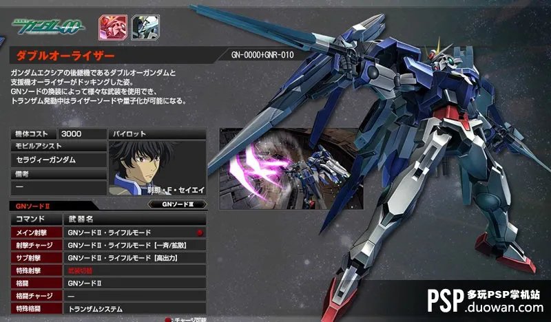 PSP里的高达vs高达2游戏是不是有一个高达00是什么样的？