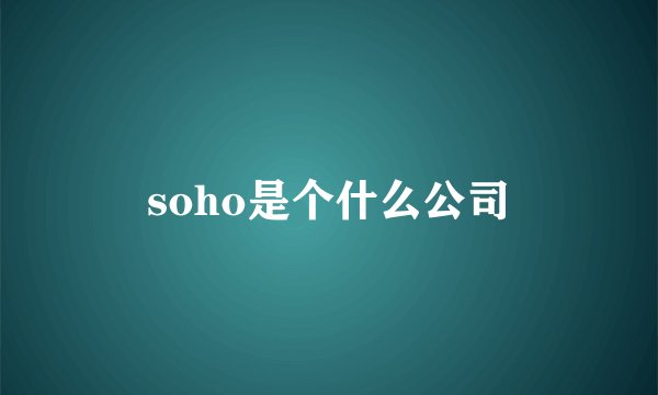 soho是个什么公司
