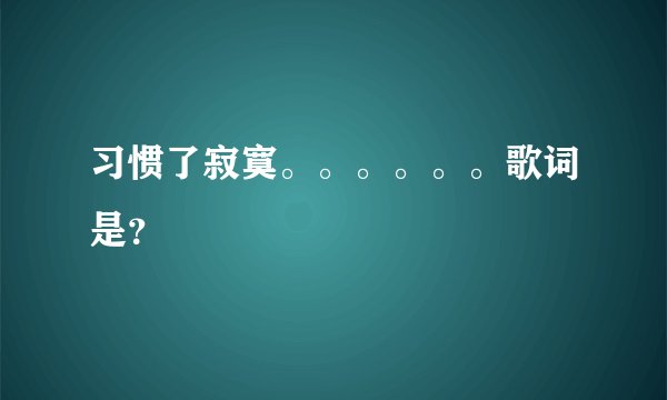 习惯了寂寞。。。。。。歌词是？
