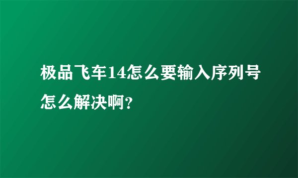 极品飞车14怎么要输入序列号怎么解决啊？