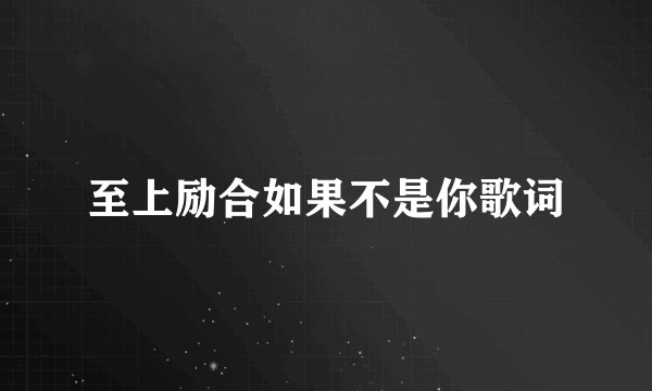 至上励合如果不是你歌词