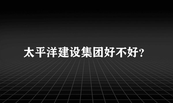 太平洋建设集团好不好？