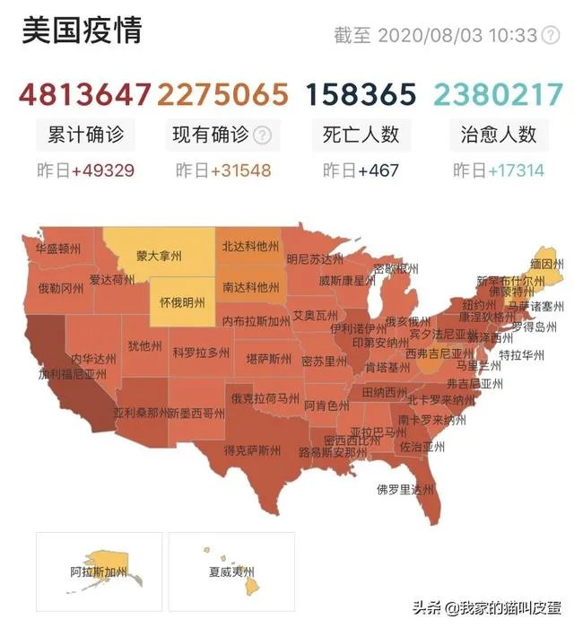 8月3日,美国新增新冠病例4万9,总数480万,怎么看?