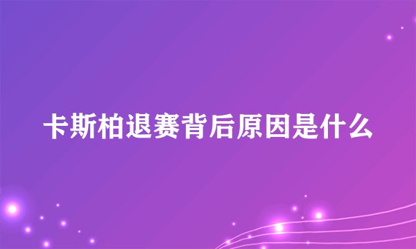 卡斯柏退赛背后原因是什么