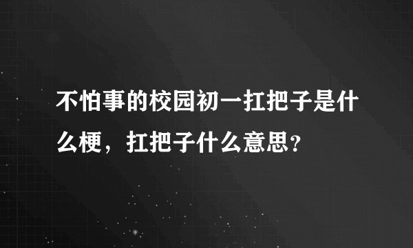 不怕事的校园初一扛把子是什么梗，扛把子什么意思？
