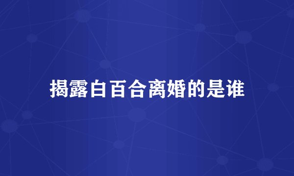 揭露白百合离婚的是谁