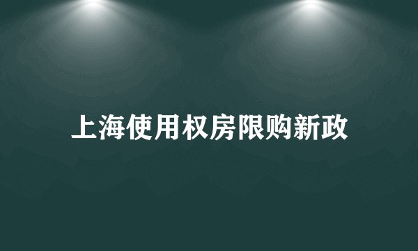 上海使用权房限购新政