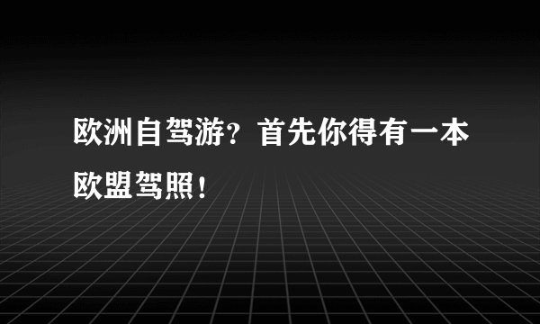 欧洲自驾游？首先你得有一本欧盟驾照！