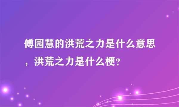 傅园慧的洪荒之力是什么意思，洪荒之力是什么梗？