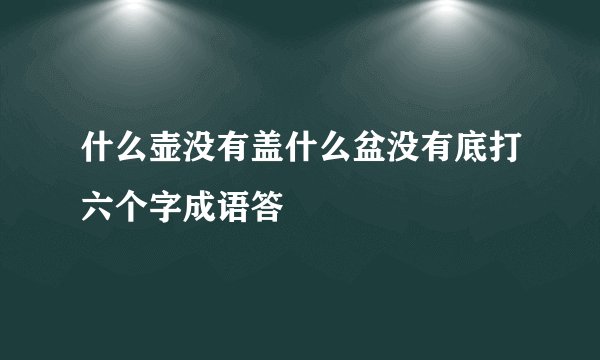 什么壶没有盖什么盆没有底打六个字成语答