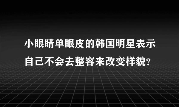 小眼睛单眼皮的韩国明星表示自己不会去整容来改变样貌？