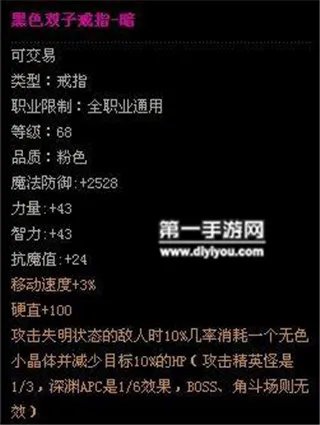 DNF手游黑色双子戒指暗装备属性解析