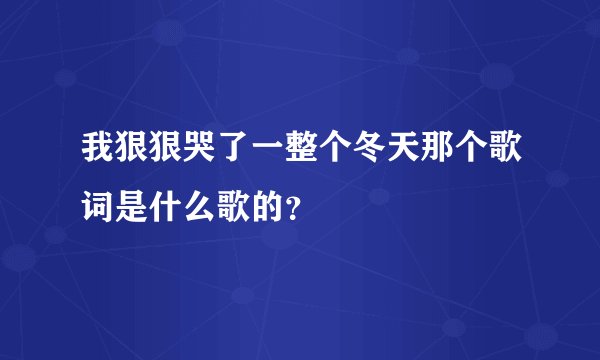 我狠狠哭了一整个冬天那个歌词是什么歌的？