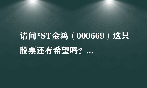 请问*ST金鸿（000669）这只股票还有希望吗？该怎么处理这只股票