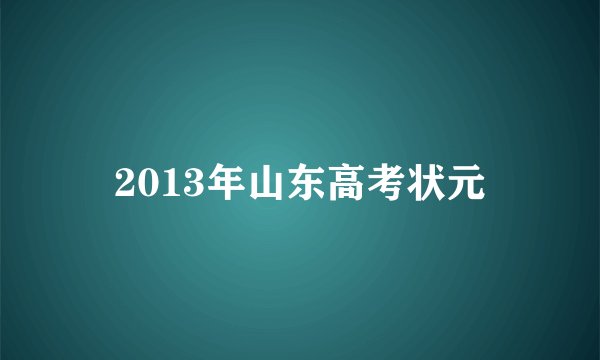 2013年山东高考状元