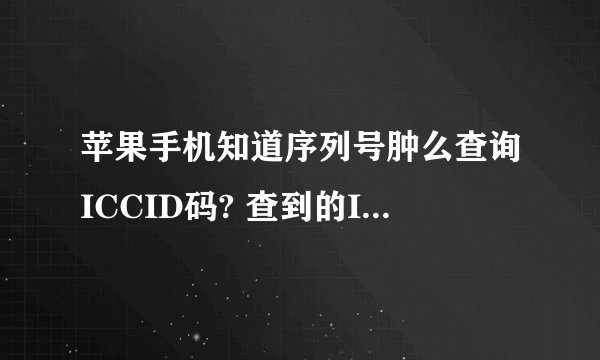 苹果手机知道序列号肿么查询ICCID码? 查到的ICCID码是激活手机卡的还是