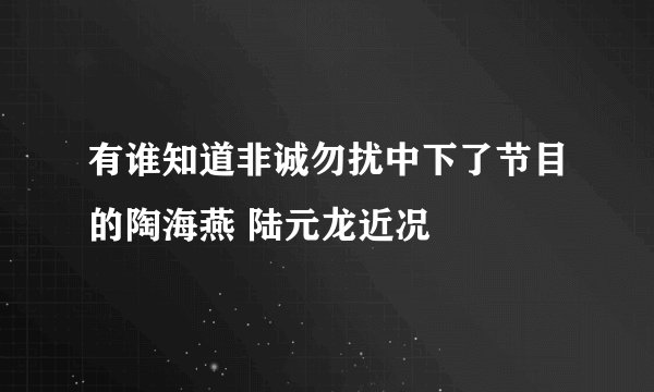 有谁知道非诚勿扰中下了节目的陶海燕 陆元龙近况