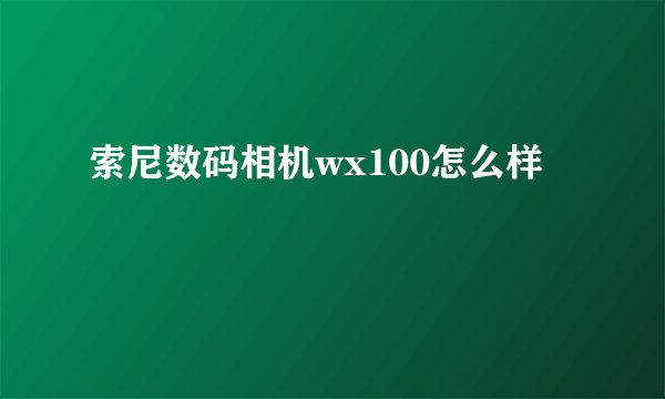 索尼数码相机wx100怎么样