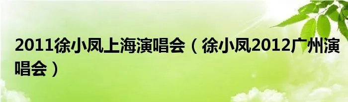 2011徐小凤上海演唱会（徐小凤2012广州演唱会）