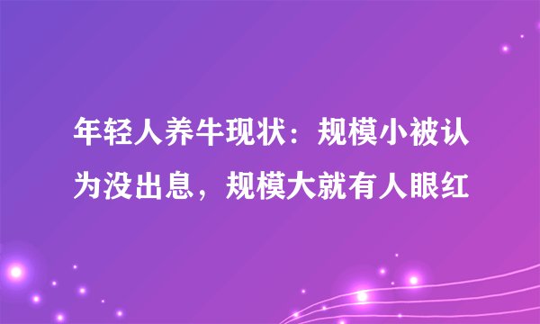 年轻人养牛现状：规模小被认为没出息，规模大就有人眼红