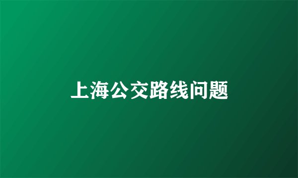 上海公交路线问题