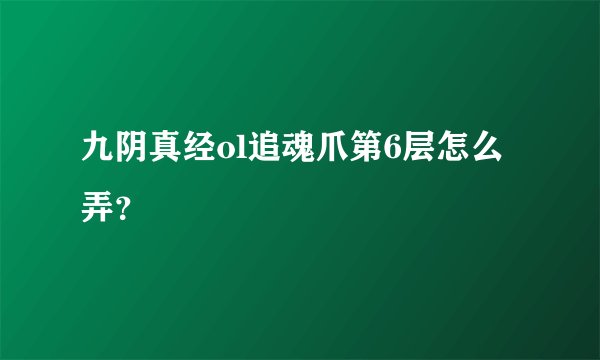 九阴真经ol追魂爪第6层怎么弄？