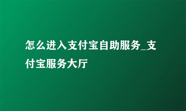 怎么进入支付宝自助服务_支付宝服务大厅