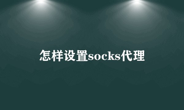 怎样设置socks代理