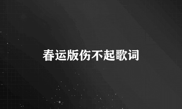 春运版伤不起歌词