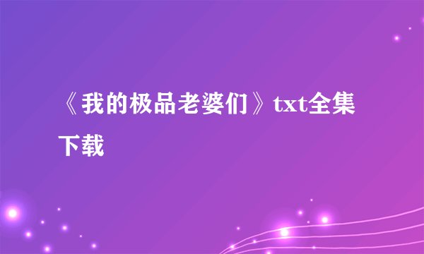 《我的极品老婆们》txt全集下载