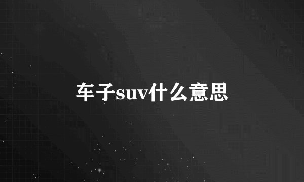 车子suv什么意思