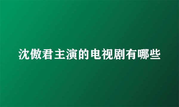沈傲君主演的电视剧有哪些