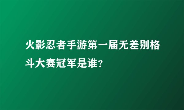 火影忍者手游第一届无差别格斗大赛冠军是谁？