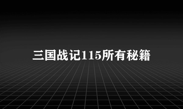 三国战记115所有秘籍