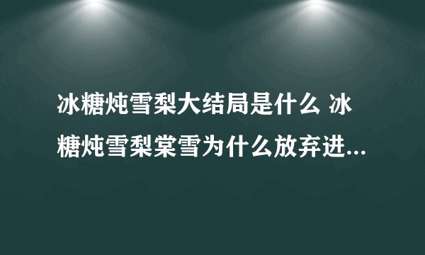 冰糖炖雪梨大结局是什么 冰糖炖雪梨棠雪为什么放弃进国家队的机会