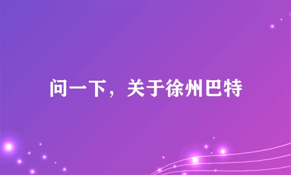 问一下，关于徐州巴特