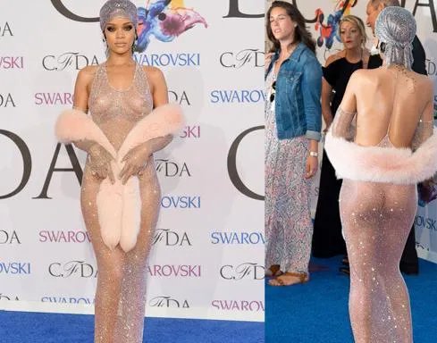 性感歌后蕾哈娜玩透视诱惑 参加复古聚会真空上阵不惧走光