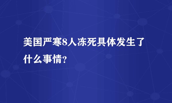 美国严寒8人冻死具体发生了什么事情？