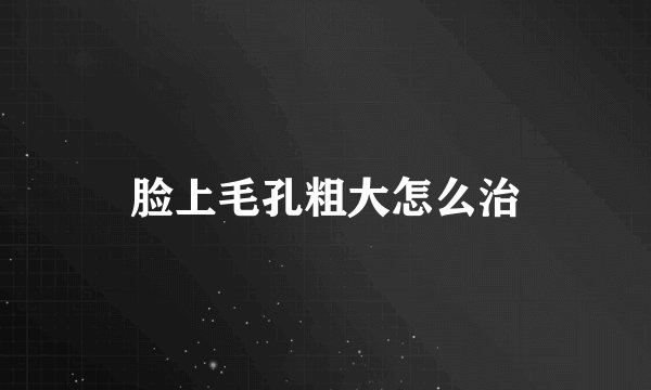 脸上毛孔粗大怎么治