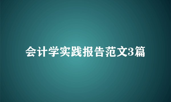 会计学实践报告范文3篇